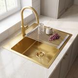 Stahlspüle mit 3-teiligem Zubehörset REA Leo 40 Brush Gold