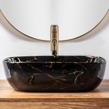 Γυαλιστερός  νιπτήρας Rea Belinda Black Marble Μ 46.5 x Π 33 x  Υ13.5