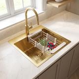 Stahlspüle mit 3-teiligem Zubehörset REA Leo 40 Brush Gold