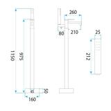 Free-standing faucet Rea Venti Brush Copper