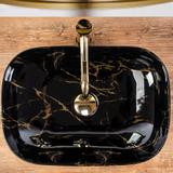 Γυαλιστερός  νιπτήρας Rea Belinda Black Marble Μ 46.5 x Π 33 x  Υ13.5