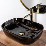 Γυαλιστερός  νιπτήρας Rea Belinda Black Marble Μ 46.5 x Π 33 x  Υ13.5