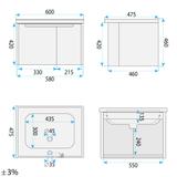 Bathroom vanity unit with sink Rea DB86-60L-1 Dark 60cm