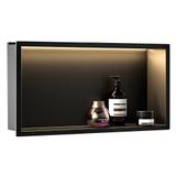 WANDEINBAU-BADEZIMMERREGAL LED 30x60 black