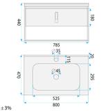 Badezimmermöbel-Set mit Waschbecken Toledo 80cm Grey