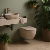 Set: Wall-Hung WC Bowl Focus + Countertop Washbasin Rea Focus Taupe