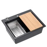 Granitspülbecken KURT 110 WORKSTATION Black Dotted