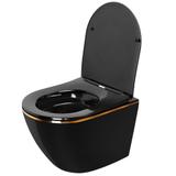 Hangende toilet Rea Carlo Mini Flat Black Gold Edge