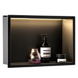 WANDEINBAU-BADEZIMMERREGAL LED 30x45 black