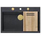 Granitspülbecken MARC 110 WORKSTATION Black Metallic