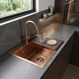 Stahlspüle mit 3-teiligem Zubehörset REA Leo 50 Brush Copper