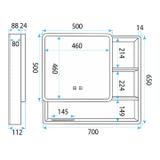 LED mirror cabinet M1016-70 70x65