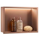 WANDEINBAU-BADEZIMMERREGAL LED 30x45 brush copper