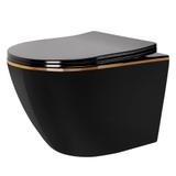 Hangende toilet Rea Carlo Mini Flat Black Gold Edge