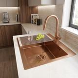 Stahlspüle mit 3-teiligem Zubehörset REA Leo 50 Brush Copper