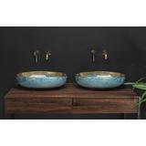 Aufsatzwaschbecken Margot gold/light blue
