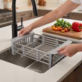 Telescopic sink dish drying rack REA P14487A Grey
