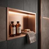 WANDEINBAU-BADEZIMMERREGAL LED 30x45 brush copper