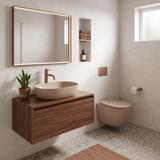 Set: Wandhängendes WC + Aufsatzwaschbecken Rea Duo Caffe Latte Matt