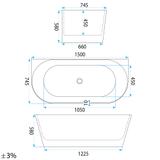 Väggbadkar CAPRI SLIM 150 cm