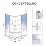 Duschkabine Rea Concept Black 80x100