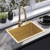 Stahlspüle mit 3-teiligem Zubehörset REA Liam Brush Gold