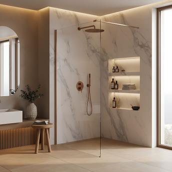 Kabina prysznicowa Walk-In Rea Flexi Transparent / Brush Copper 130