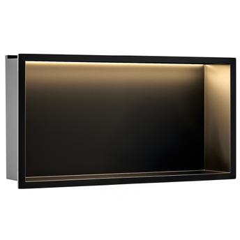 WANDEINBAU-BADEZIMMERREGAL LED 30x60 black