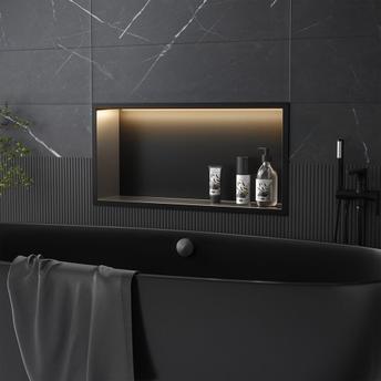 WANDEINBAU-BADEZIMMERREGAL LED 30x60 black