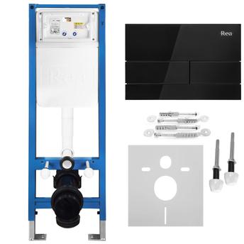 Potinkinis WC Rėmo Komplektas Slim 024N su T Black Glass Mygtuku