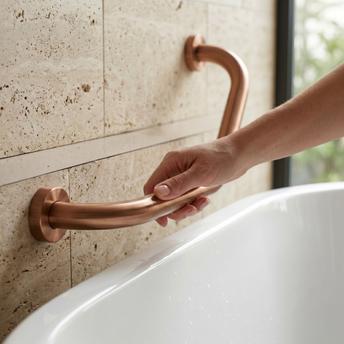 Bathroom angled grab bar BRUSH COPPER