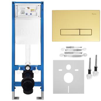 Σετ Εντοιχιζόμενου Πλαισίου WC Slim 024N με Κουμπί HD Gold