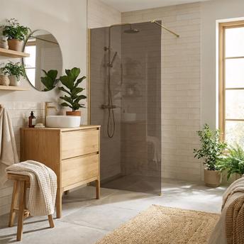 Paroi de douche Rea Flexi Brown / Brush Gold 80