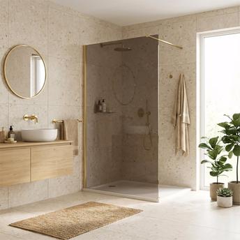 Tuš zaslon Rea Flexi Brown / Brush Gold 100