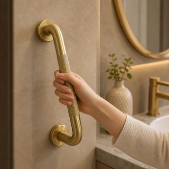 Straight bathroom grab bar Brush Gold