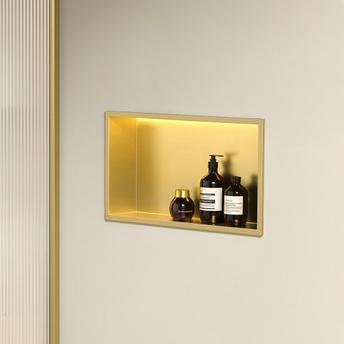 INFÄLLD HYLLA BADRUM LED 30x45 guldborstad