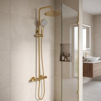 Conjunto de ducha sin caño con termostato Rea Lungo Gold