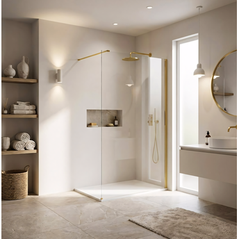 Tuš zaslon Rea Flexi Transparent / Gold 90