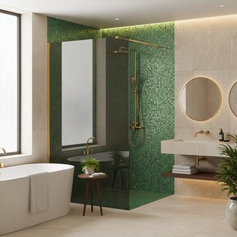 Tuš zaslon Rea Flexi Grey/ Gold 130