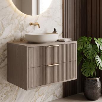 Bathroom vanity cabinet Rea Mono 80cm Grey Oak