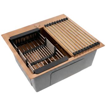 Čelična sudopera sa setom dodataka 3 kom. REA Leo 50 Brush Copper