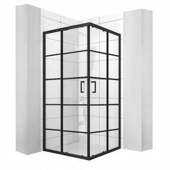 Kvadrātveida dušas kabīne Calani Black 90x90 DELTA