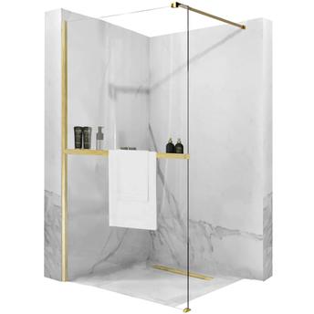 Rea Aero Gold Brush N 100 Walk In dušas kabīne ar plauktu un Evo pakaramo elementu