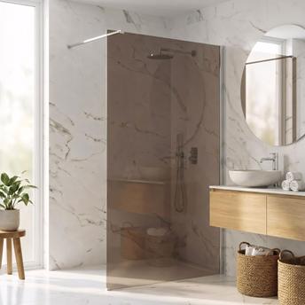 Tuš zaslon Rea Flexi Brown / Chrome 120