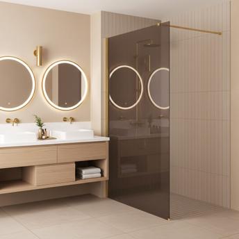 Tuš zaslon Rea Flexi Brown / Gold 120