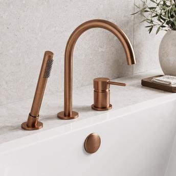 Robinet de Baignoire 3 Trous Rea Lungo Brush Copper