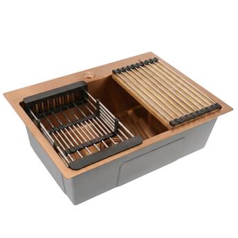 Stalen spoelbak met accessoireset 3-delig REA Liam Brush Copper