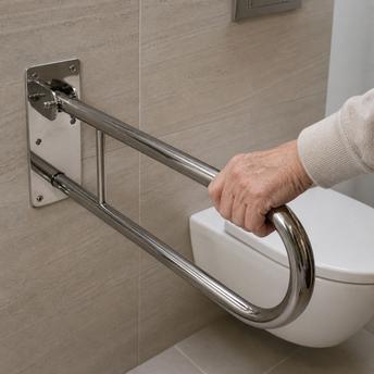 Folding bathroom grab bar Chrome