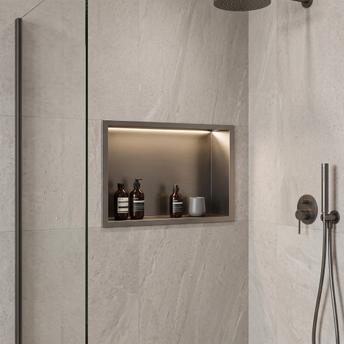 WANDEINBAU-BADEZIMMERREGAL LED 30x45 Titan