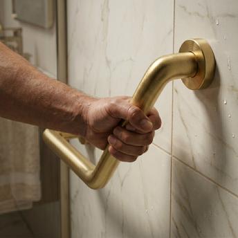 Bathroom angled grab bar BRUSH GOLD